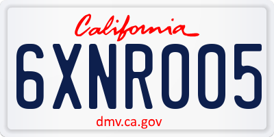CA license plate 6XNR005