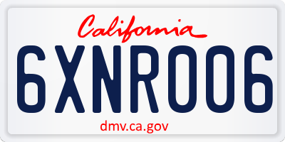 CA license plate 6XNR006
