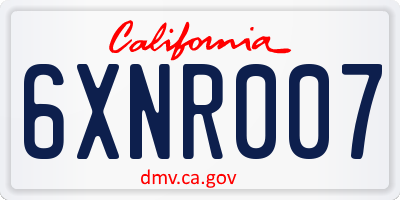CA license plate 6XNR007