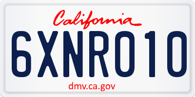 CA license plate 6XNR010