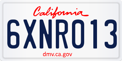 CA license plate 6XNR013