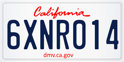 CA license plate 6XNR014