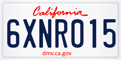 CA license plate 6XNR015
