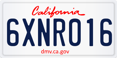 CA license plate 6XNR016
