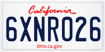 CA license plate 6XNR026