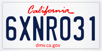 CA license plate 6XNR031