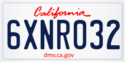 CA license plate 6XNR032