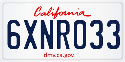 CA license plate 6XNR033