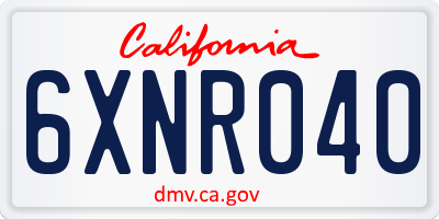 CA license plate 6XNR040