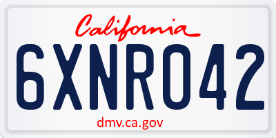 CA license plate 6XNR042