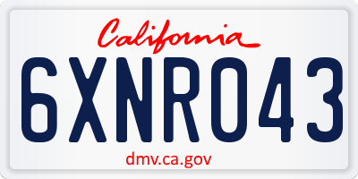 CA license plate 6XNR043
