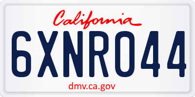 CA license plate 6XNR044