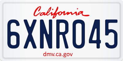 CA license plate 6XNR045