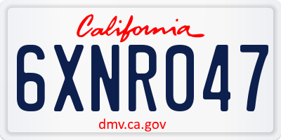 CA license plate 6XNR047
