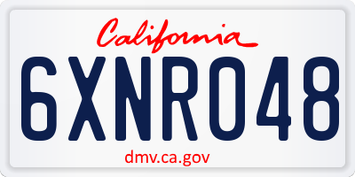 CA license plate 6XNR048