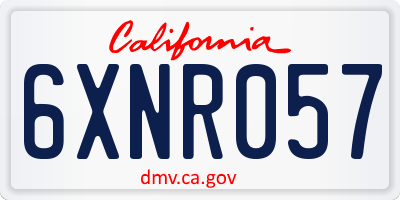 CA license plate 6XNR057