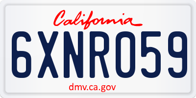 CA license plate 6XNR059