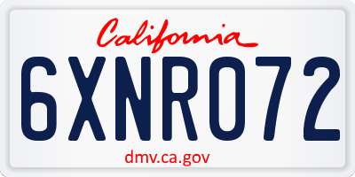 CA license plate 6XNR072