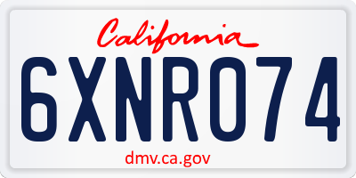 CA license plate 6XNR074