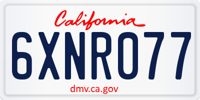 CA license plate 6XNR077