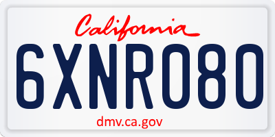 CA license plate 6XNR080