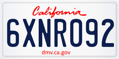 CA license plate 6XNR092