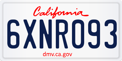 CA license plate 6XNR093