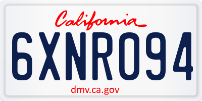 CA license plate 6XNR094