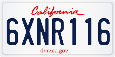 CA license plate 6XNR116