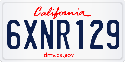 CA license plate 6XNR129