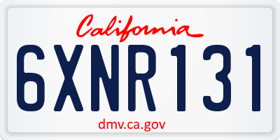 CA license plate 6XNR131