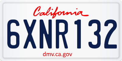 CA license plate 6XNR132