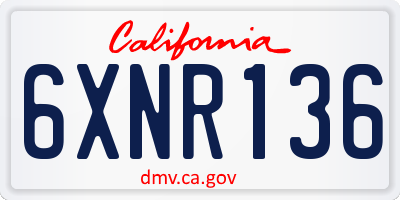CA license plate 6XNR136