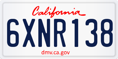 CA license plate 6XNR138