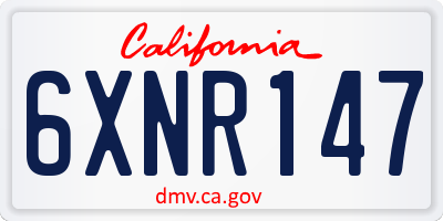 CA license plate 6XNR147