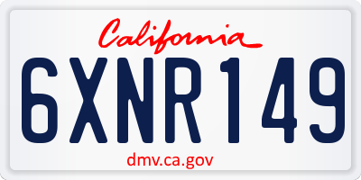 CA license plate 6XNR149