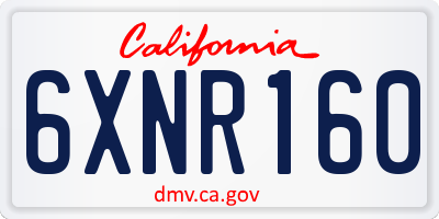 CA license plate 6XNR160