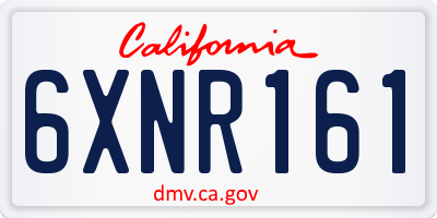 CA license plate 6XNR161