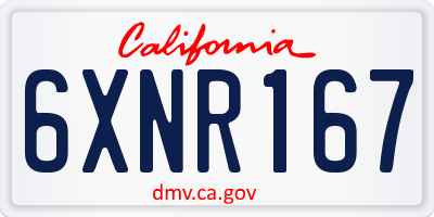 CA license plate 6XNR167