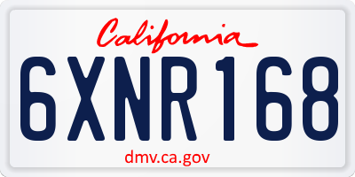 CA license plate 6XNR168