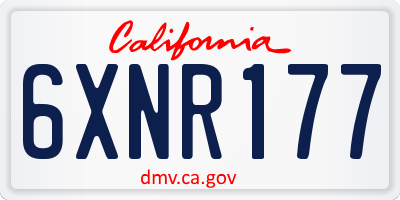 CA license plate 6XNR177