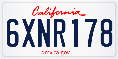 CA license plate 6XNR178