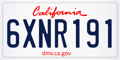 CA license plate 6XNR191