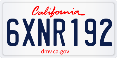 CA license plate 6XNR192
