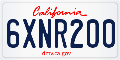 CA license plate 6XNR200