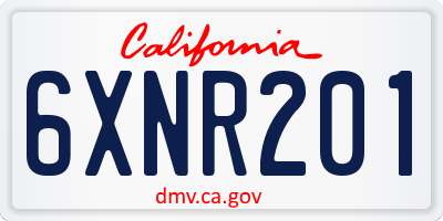 CA license plate 6XNR201