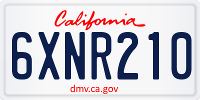 CA license plate 6XNR210