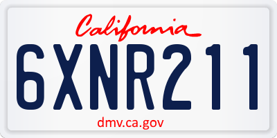 CA license plate 6XNR211