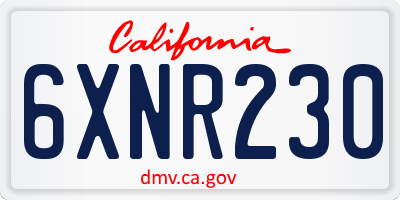 CA license plate 6XNR230