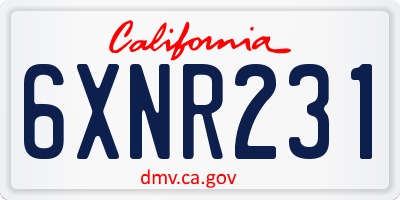 CA license plate 6XNR231